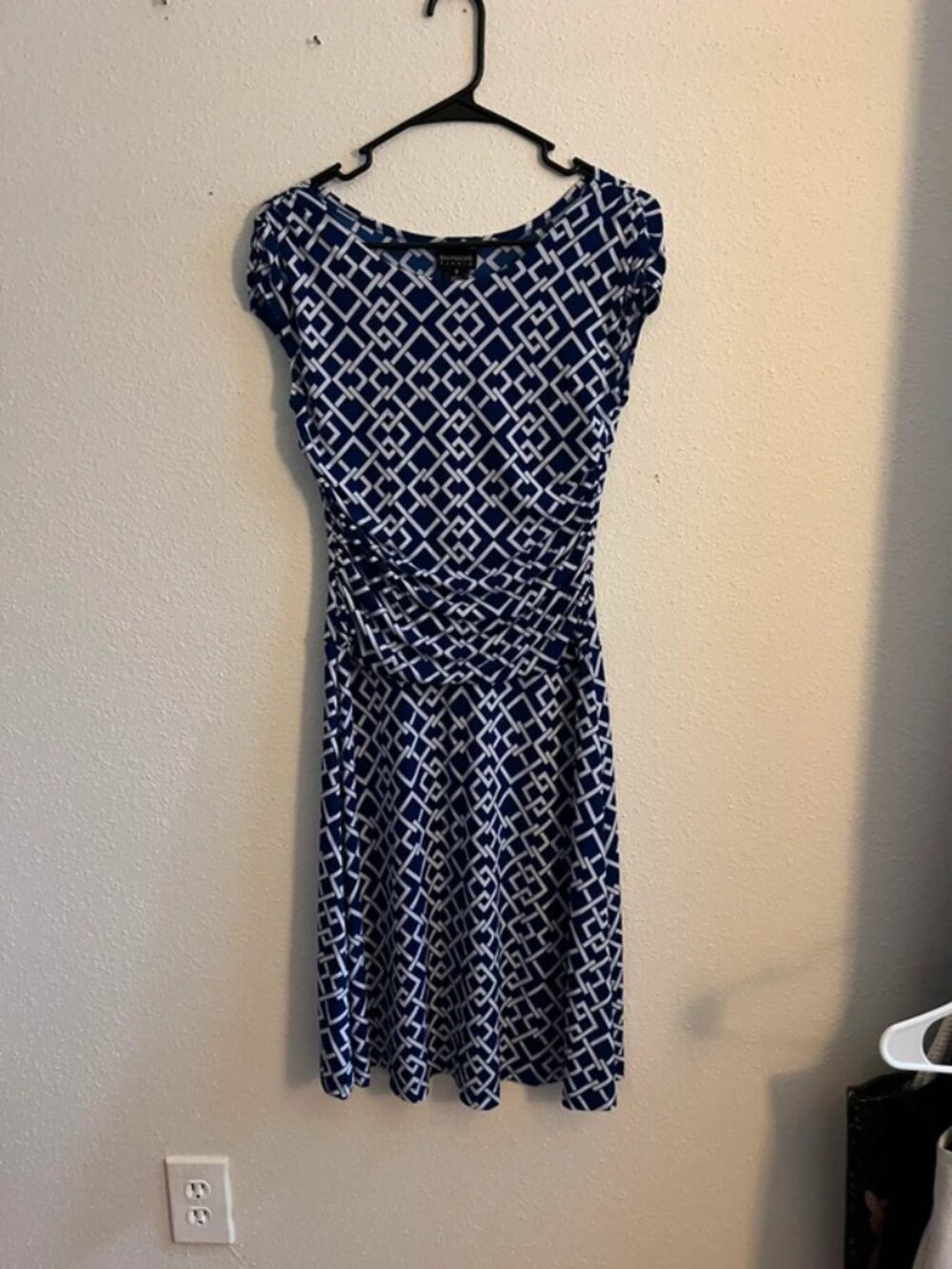 Enfocus Studio Blue & White Geometric Midi Dress